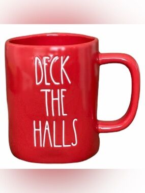 Rae Dunn Red 'Deck The Halls' Ceramic Mug